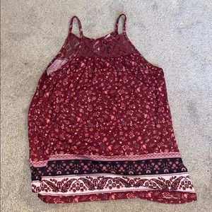 Red Lace Patterned Tank